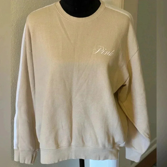 PINK Victoria’s Secret “Ivy” Fleece Tan/ Beige Sweatshirt - Picture 1 of 6